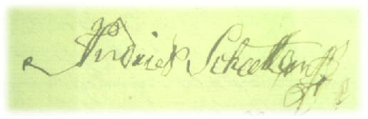 Handtekening van Andreas Schütte soos dit in sy testament verskyn het