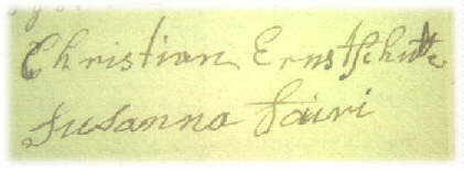 Handtekeninge van Christiaan Ernst Schütte en sy vrou